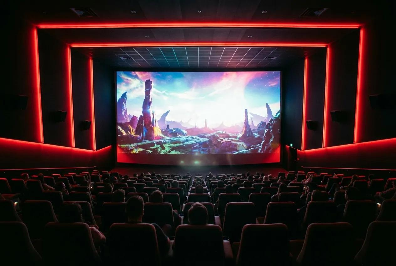 Modern IMAX theater with audience watching a film